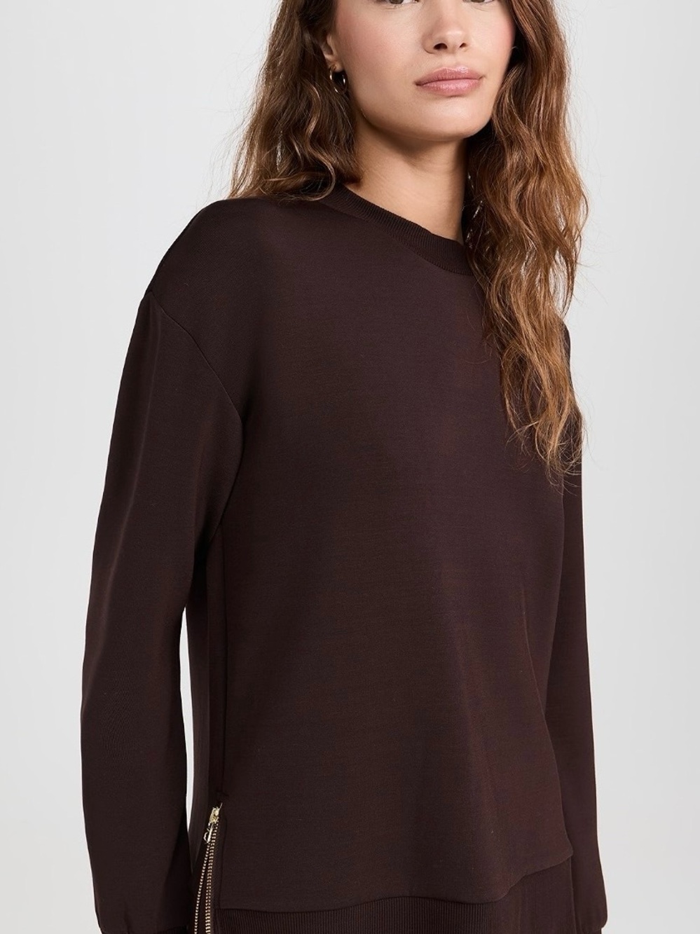 Varley Gabriella Women's Crewneck Sweater in Dark Brown